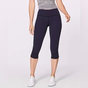 Lululemon Home Stretch Crop (19") Midnight Navy Running Leggings Mesh Pockets 6